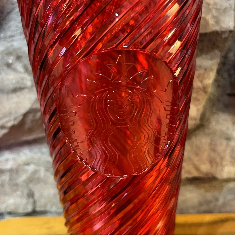 NWT Starbucks 2024 Holiday Red Switl Stripe Venti 24 oz 710 ML Tumbler Cold Cup
